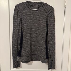 Lululemon Think Fast Long Sleeve Heathered Black Size 6 Women’s